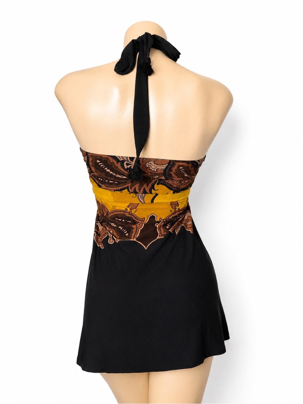 Le Château Black/Gold Peekaboo Padded Halter Tunic Top Boho Vacation Wear XS/S - Picture 3 of 6